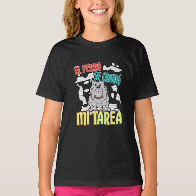 T-shirt Chien Espagnol A Mangé Mon Devoir - Perro Tarea (Devant)