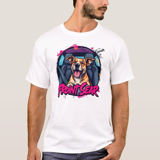 T-shirt Chien Essayant De Faire Partie Du Siège Avant Conv (Devant)
