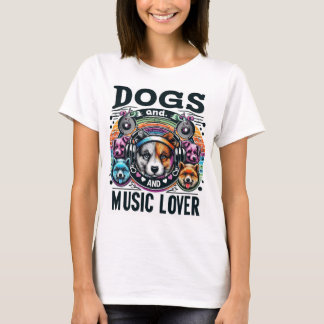 T-shirt chien et amateur de musique
