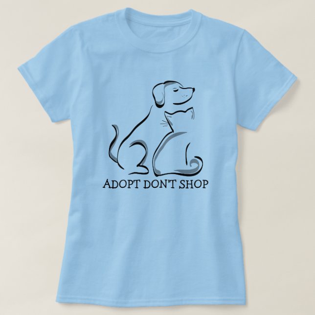 T-shirt Chien et Chat 'Adoptez, n'achetez pas' (Design devant)