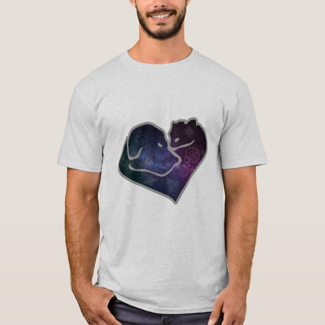 T-shirt Chien et chat dans l'espace (Devant)