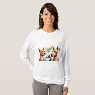 T-shirt Chien et chat géométrique Art-Moderne Abstrait pou