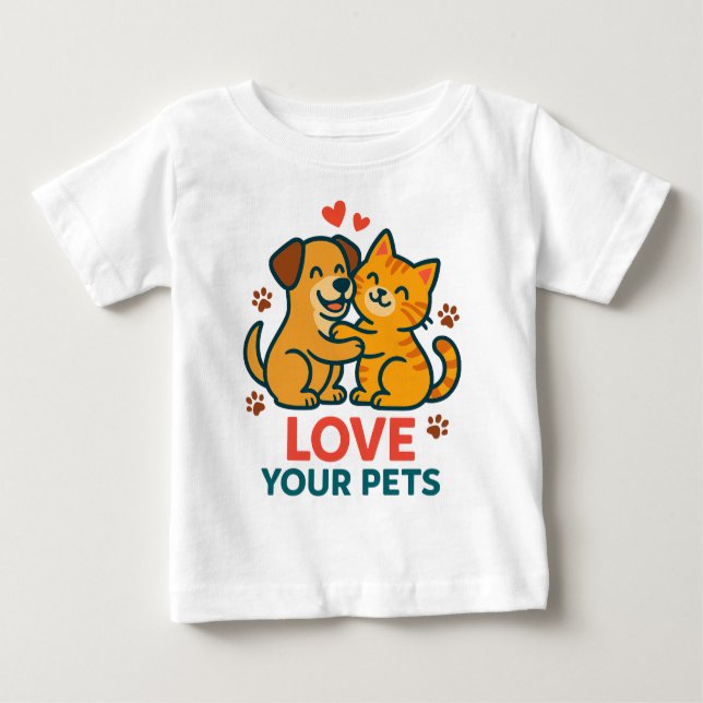 T-Shirt Chien et Chat mignon - Love Your Pets Grap (Devant)