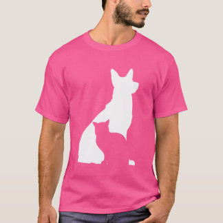 T-shirt Chien et chat Silhouette Amoureux des chiens Amour