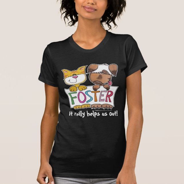 T-shirt Chien et chat tiennent une bannière FOSTER (Devant)