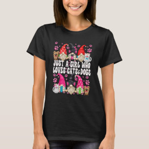 T-shirt Chien Et Gnome De Chat Pour Juste Une Fille Qui Ai