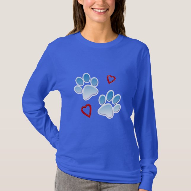 T-shirt Chien et pattes et coeurs de chiot (Devant)