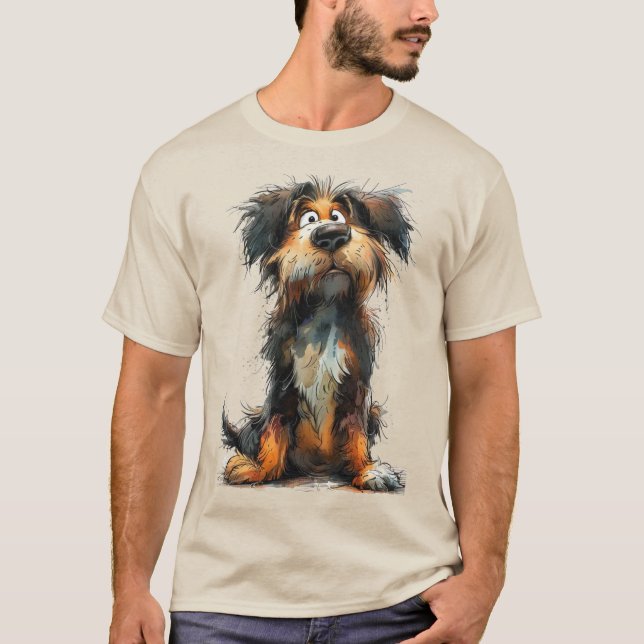T-shirt Chien fantaisiste mignon (Devant)