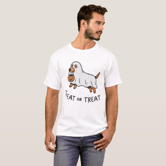T-shirt Chien fantôme Citrouille Seau Friandise Ou Friandi