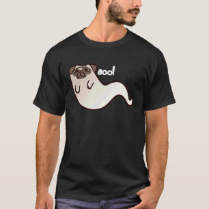 T-shirt Chien fantôme de pug drôle BOO Halloween effrayant