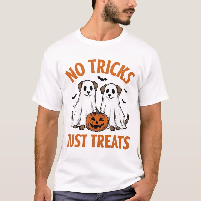 T-shirt Chien Fantôme Drôle Halloween Pas de Farces Rien q (Devant)