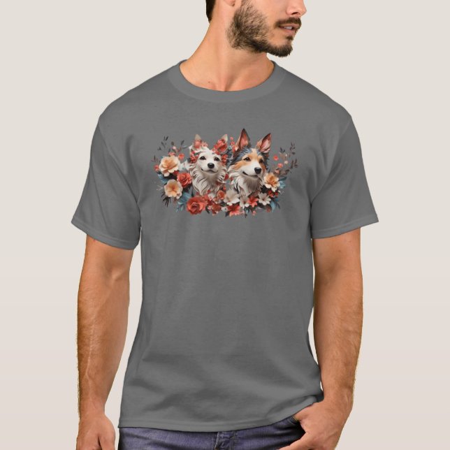 T-shirt chien Flowers drôle cadeau (Devant)