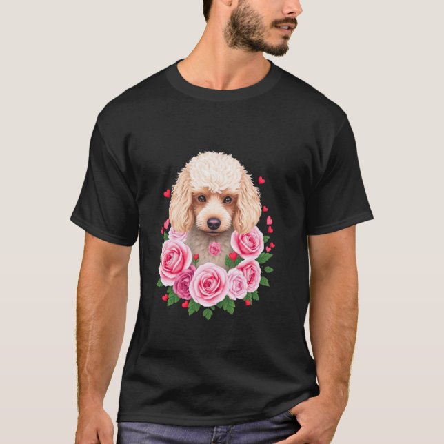 T-shirt Chien Fluffy Avec Des Roses (Devant)