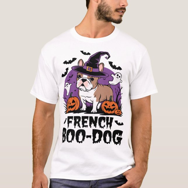 T-shirt Chien French Boo le plus effrayant (Devant)