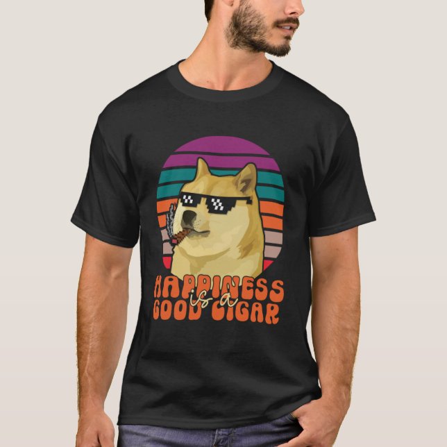 T-shirt Chien fumeur de cigares avec lunettes de soleil Le (Devant)