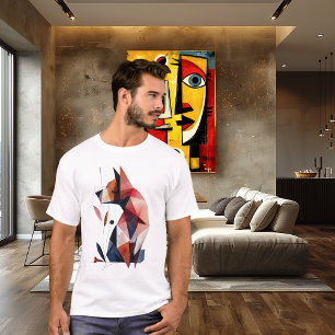 T-shirt Chien Géométrique Dessin Animalier Abstrait Polygo