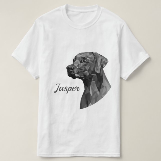T-shirt Chien géométrique gris Ajouter un nom (Design devant)