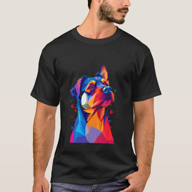 T-shirt Chien Géométrique Vibrant (Devant)