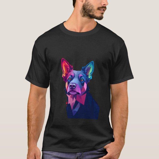 T-shirt Chien Géométrique Vibrant (Devant)
