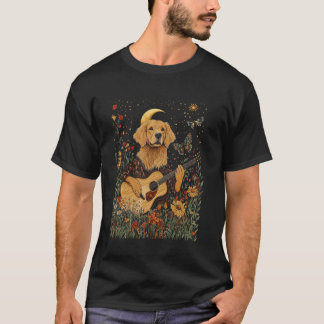 T-shirt Chien Golden Retriever Jouant de la Guitare Cottag