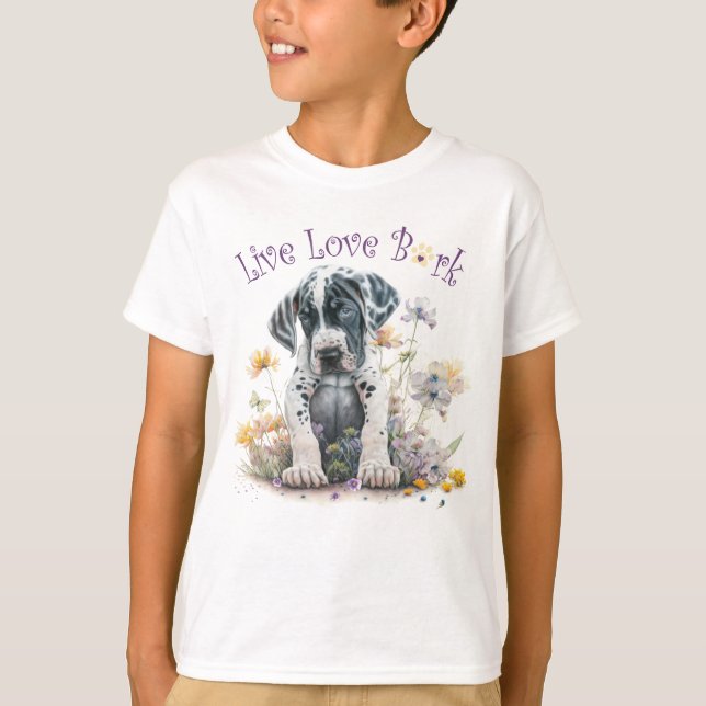 T-shirt Chien Great Dane Floral Mignon (Devant)