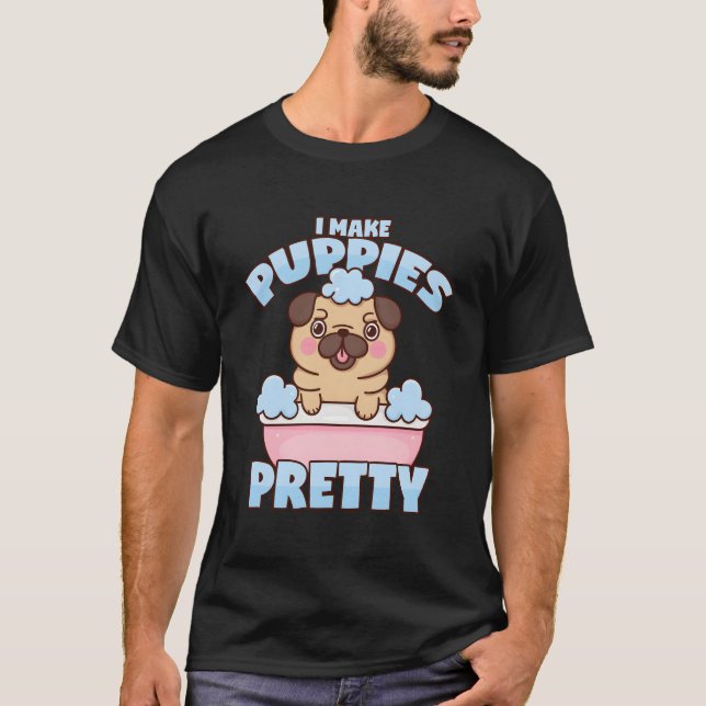 T-shirt Chien Groomer Carlin Chien Chien Puppy Bain Chien  (Devant)