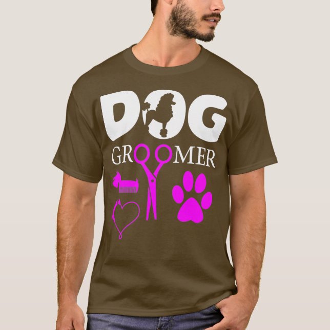 T-shirt Chien Groomer Joli Animaux Conception Avec Kit De  (Devant)