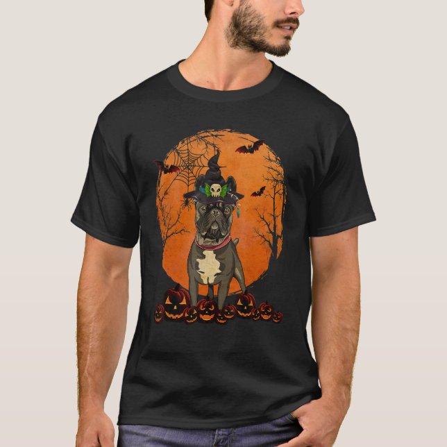 T-shirt Chien Halloween Chien de Chien de France Jack-o'-l (Devant)