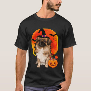 T-shirt Chien Halloween Espagnol Tibétain Jack-o'-lantern 