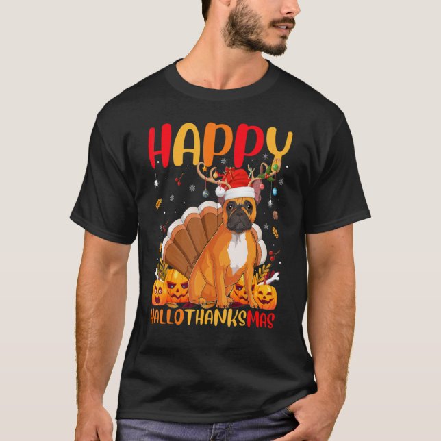 T-shirt Chien Happy French Bulldog Hellothanksmas (Devant)