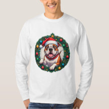 Chien heureux à l'intérieur d'une couronne de Noël