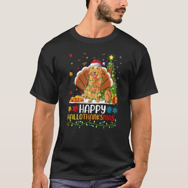 T-shirt Chien   Heureux Chien Retriever Doré Hellothanksma (Devant)