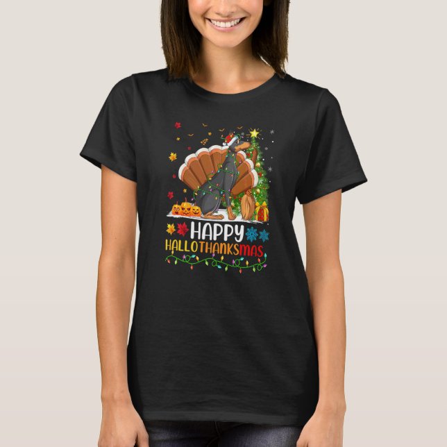 T-shirt Chien   Heureux Doberman Pinscher Chien Hellothank (Devant)