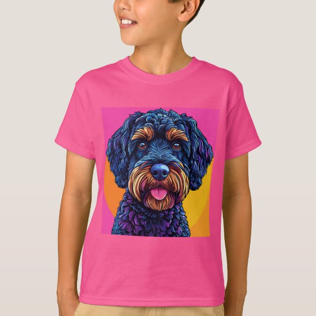 T-shirt Chien heureux sur fond coloré (Devant)