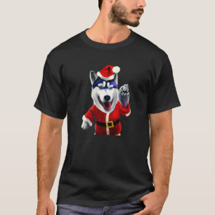 T-shirt Chien Husky en costume de Noël Père Noël Pet Holid