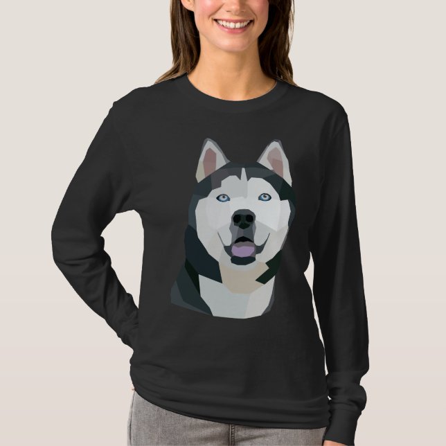 T-shirt Chien Husky géométrique (Devant)