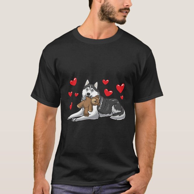T-shirt Chien Husky Ibérique Sibérien Avec Anim Stuffé (Devant)