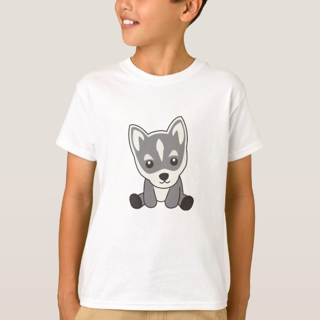 T-shirt Chien Husky Pooch Amis Animaux Enfants (Devant)