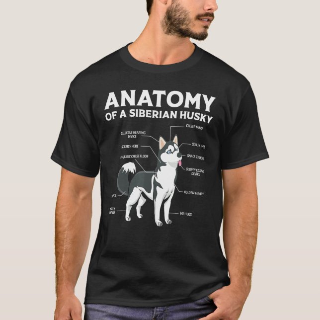 T-shirt Chien Husky Sibérien anatomique (Devant)