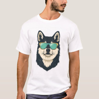 T-shirt Chien Husky Sibérien Élégant Portant des Vêtements