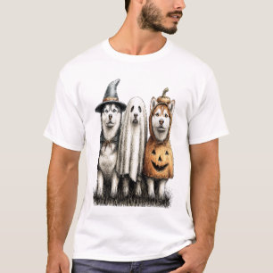 T-shirt Chien Husky Sibérien Fantôme d'Halloween
