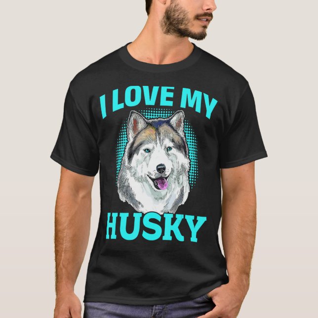 T-shirt Chien Husky Sibérien - J'Aime Mon Husky (Devant)