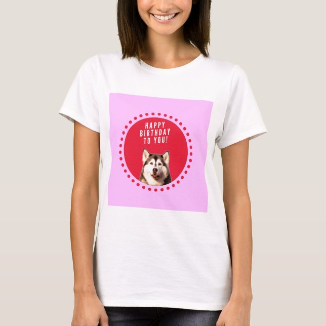 T-shirt Chien Husky Sibérien mignon qui souhaite un joyeux (Devant)