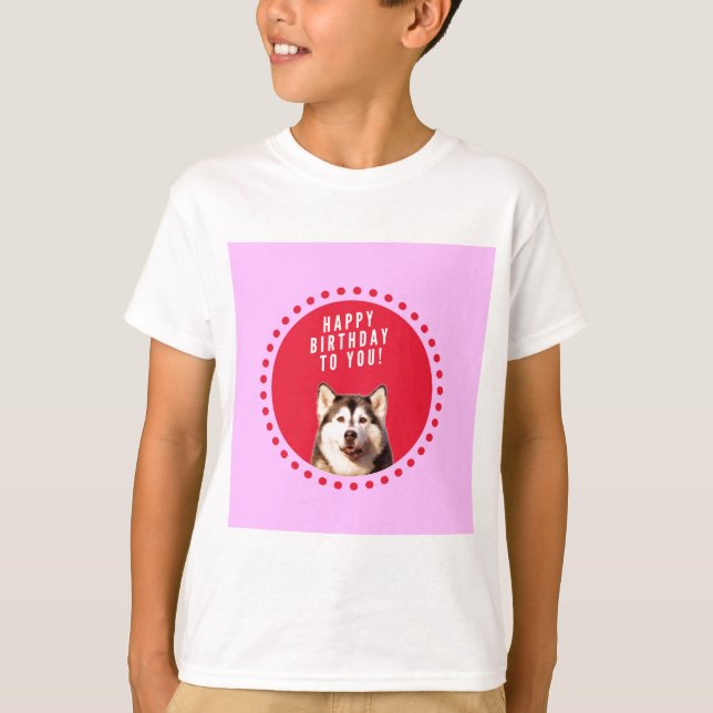 T-shirt Chien Husky Sibérien mignon qui souhaite un joyeux (Devant)