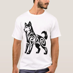 T-shirt Chien Husky Tribal Puissant Mystique