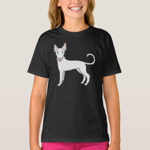 T-shirt Chien ibizain à poil dur blanc, chien de dessin an