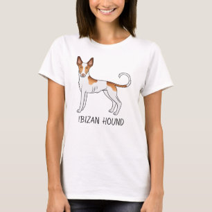 T-shirt Chien Ibizan Hound à poil lisse blanc et rouge ave