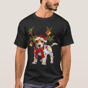 T-shirt Chien Jack Russell Magnifique Renne Lumière de Noë