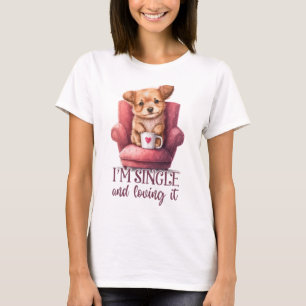 T-shirt Chien Je suis célibataire et je l'aime