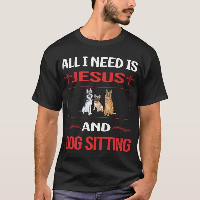 T-shirt Chien Jésus drôle assis (Devant)